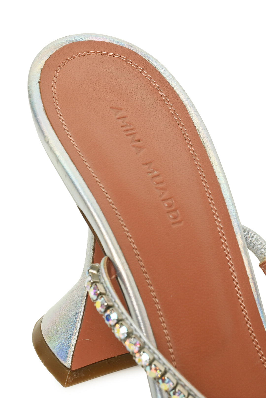 Amina Muaddi Size 39 Gilda Iridescent Crystal-Embellished Leather Sandals