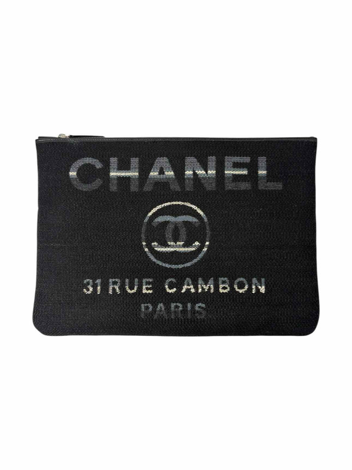 Chanel Deauville O-Case Logo Pouch Clutch