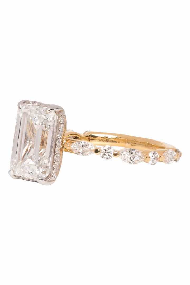 Simply Sublime Size 6 18K Yellow Gold & White Gold Emerald Cut Diamond Ring