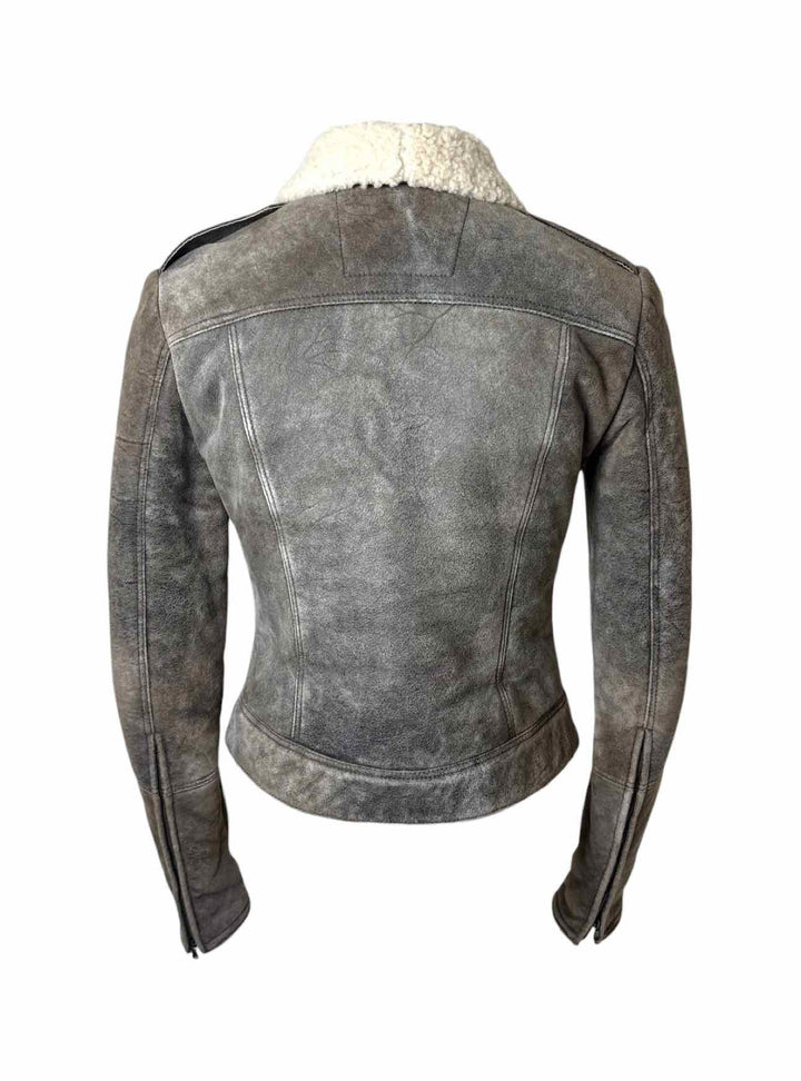 John Varvatos Size 42 Shearling Leather Jacket