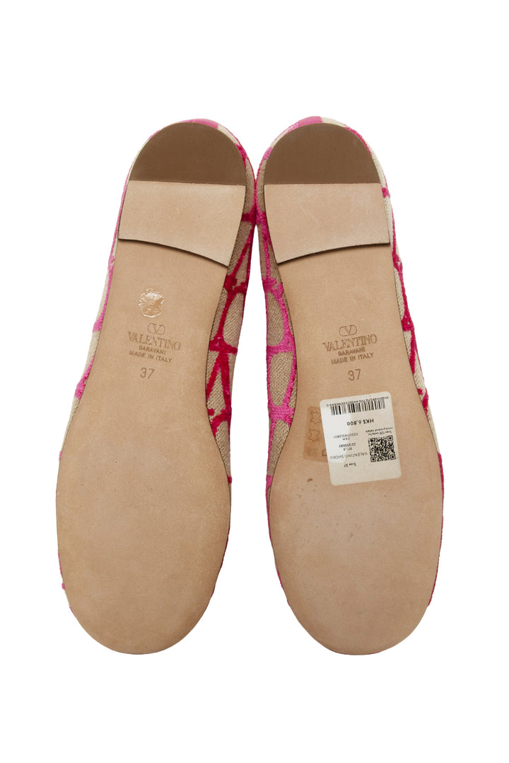 Valentino Size 37 Ballerina In Toile Iconographe Flats