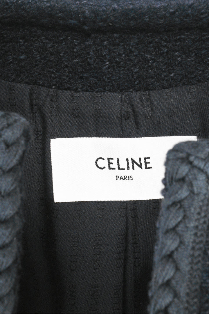 Celine Size 4 Boucle Tweed Chasseur Jacket