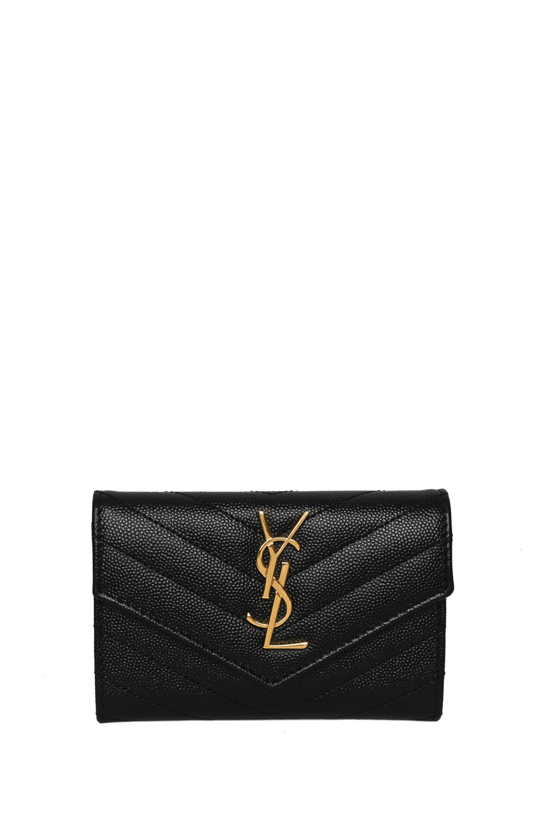 Saint Laurent Small Cassandre Powder Grain Leather Wallet