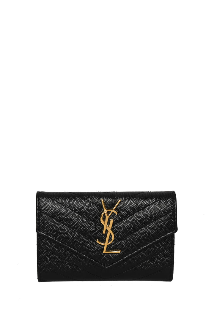 Saint Laurent Small Cassandre Powder Grain Leather Wallet