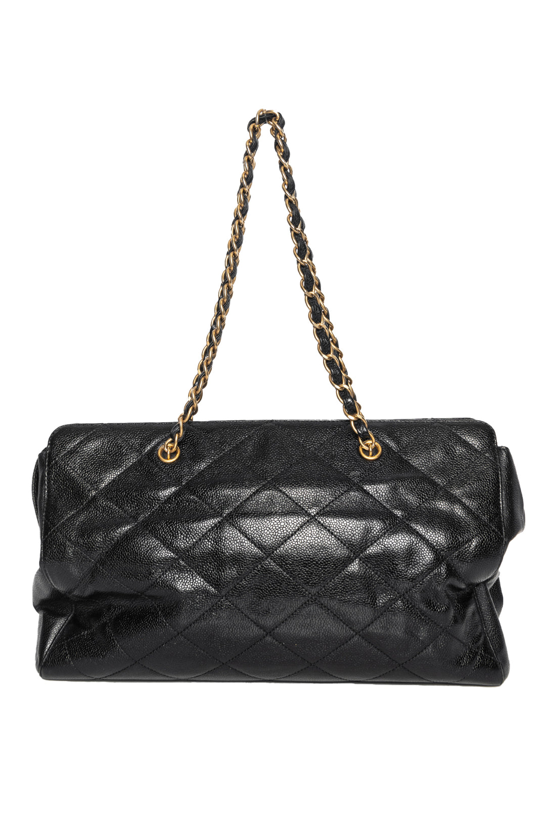 Chanel Vintage Diamond Quilted Caviar Leather CC Tote