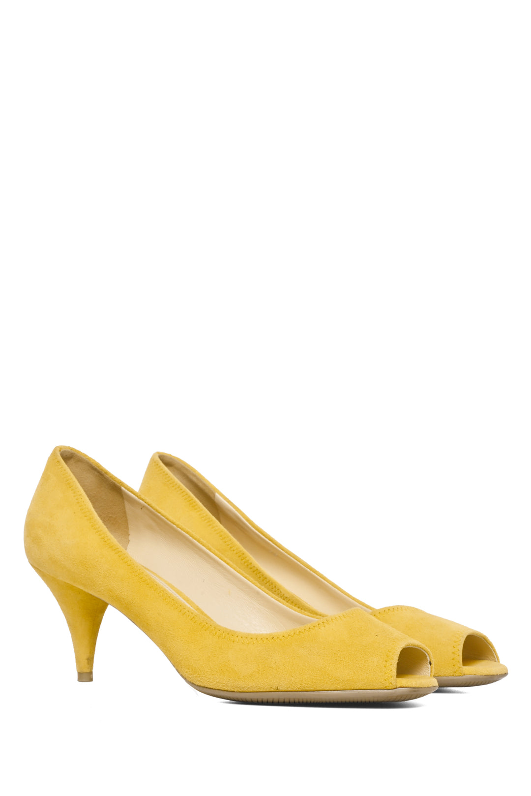 Prada Size 39 Suede Open Toe Pumps