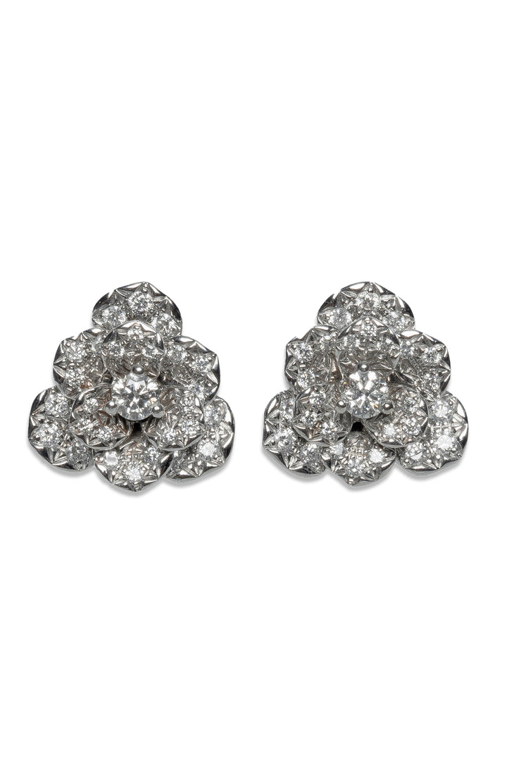 18K White Gold & Diamond Flower Earrings