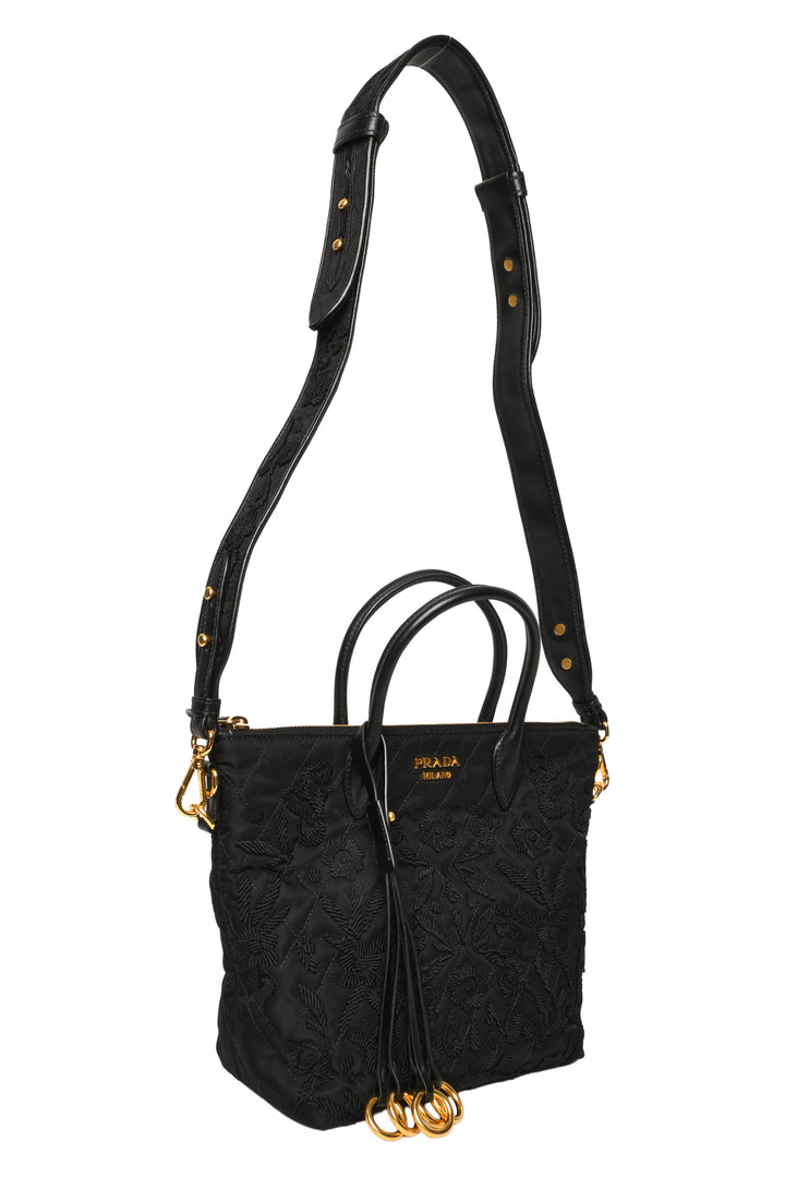 Prada Floral Embroidered Corsaire Tote