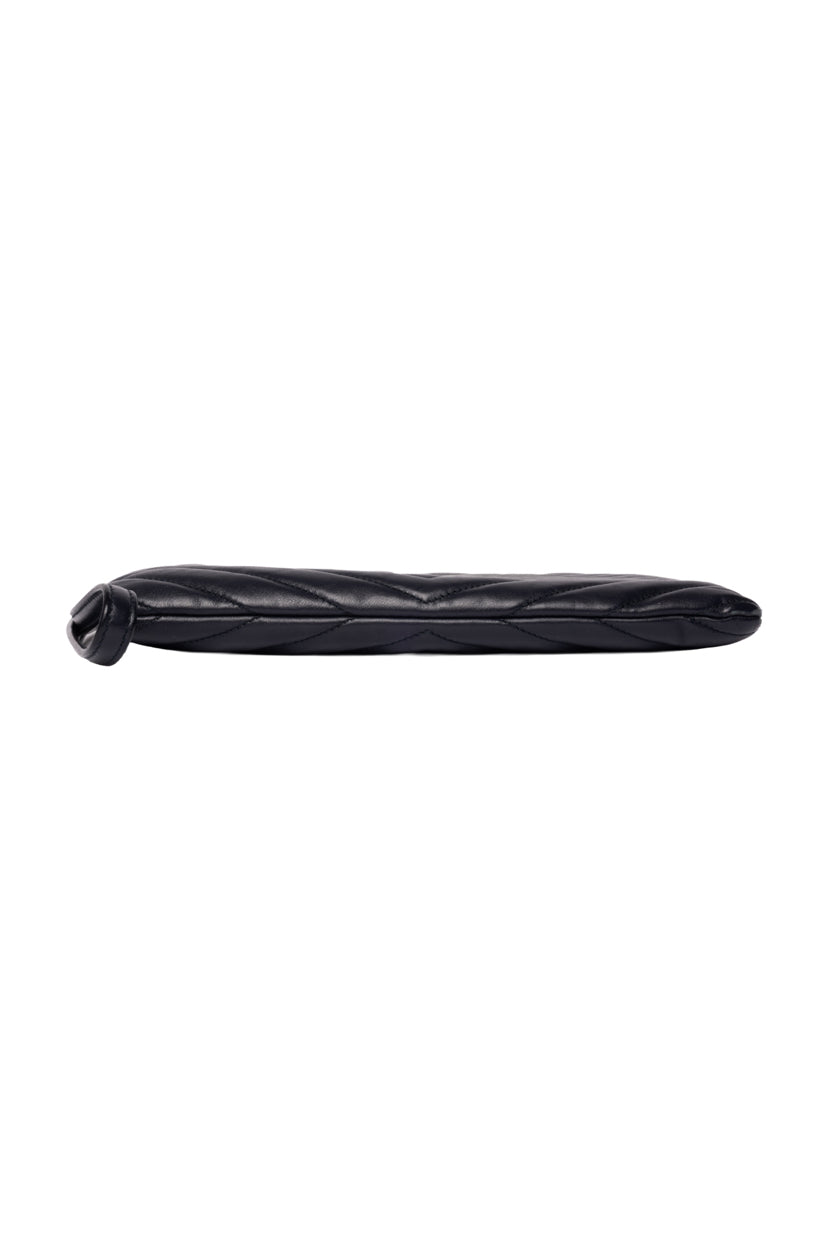 Saint Laurent YSL Monogram Chevron Quilted Leather Wristlet