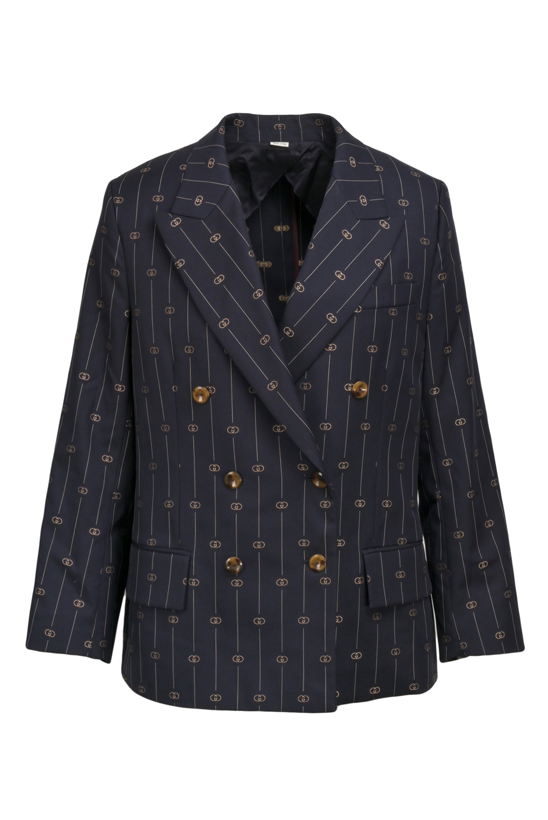Gucci Size 44 Monogram Double Breasted Blazer