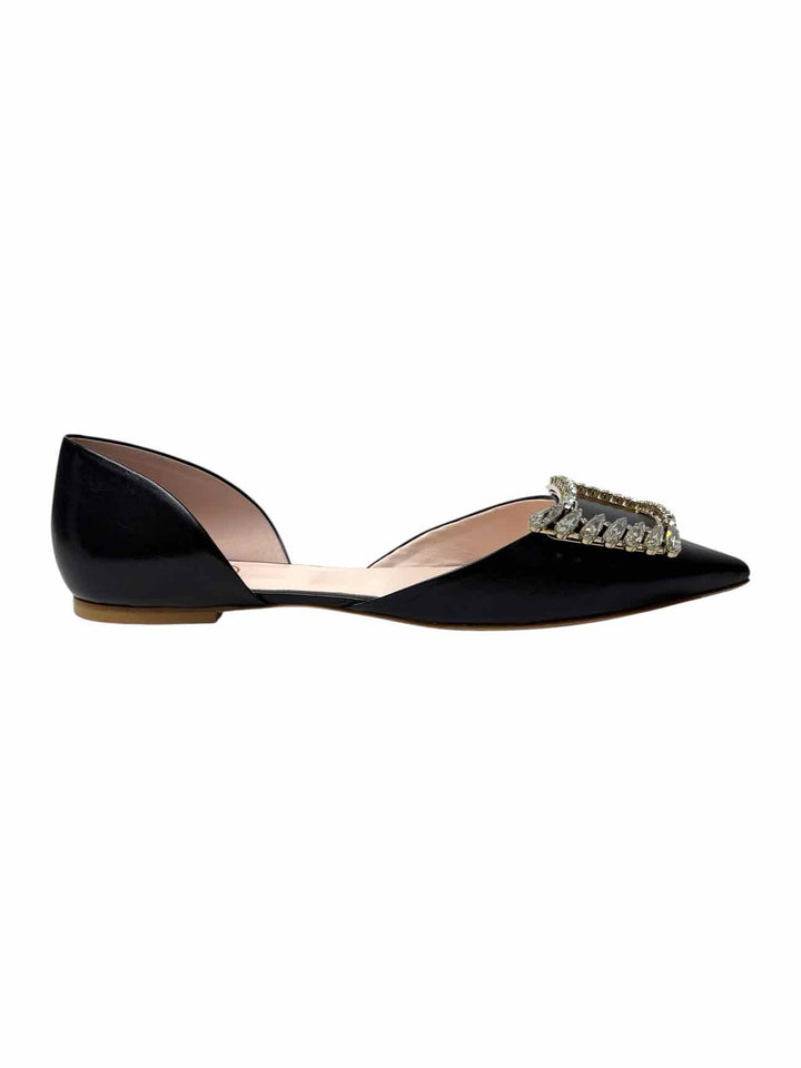 Roger Vivier Crystal Embellished D'Orsay Size 40 Flats