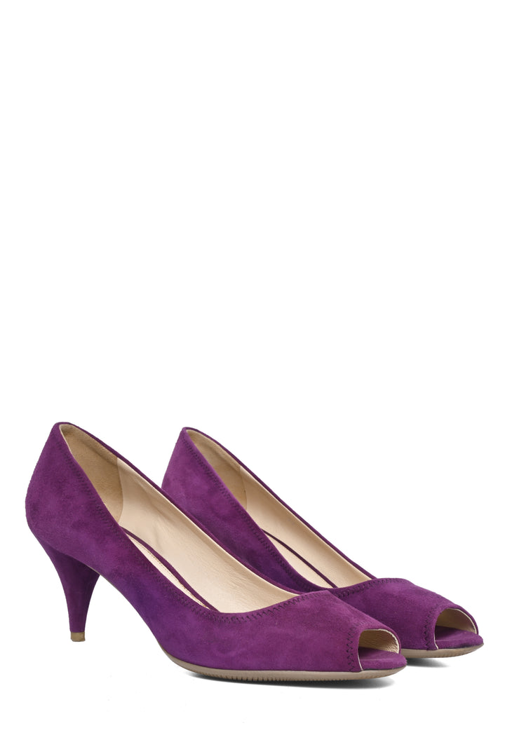 Prada Size 39 Suede Open Toe Pumps