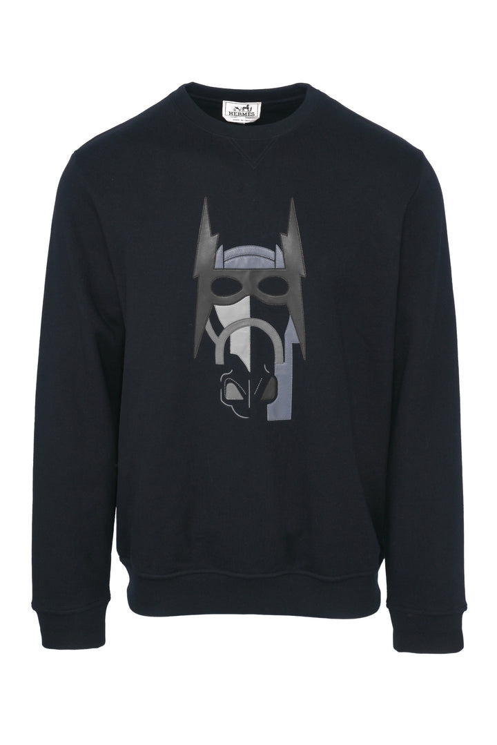 Hermes Size L Men's Super H Horse Patch Crewneck Sweatshirt