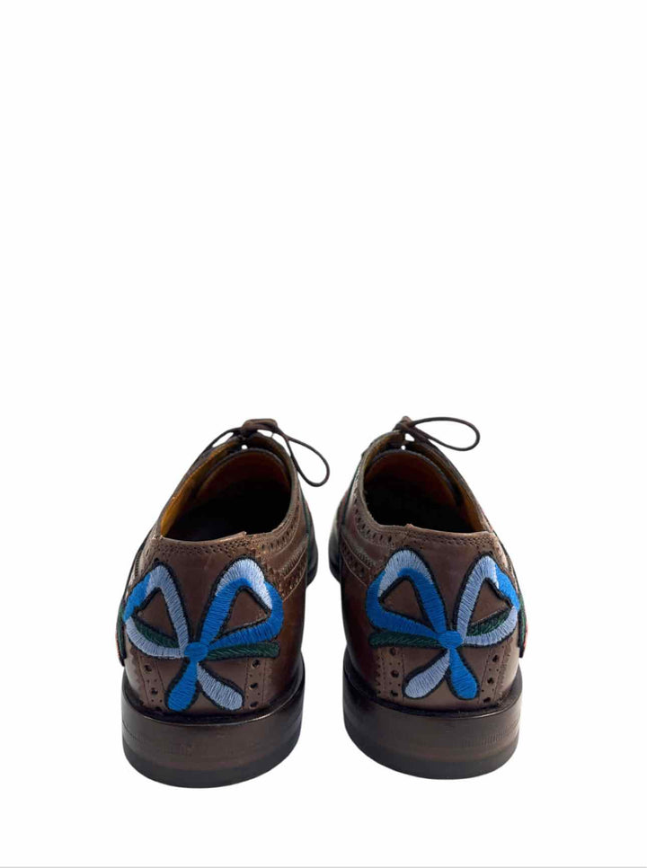 Gucci Floral Embroidered Web Brogue Size 10 Men's Shoes