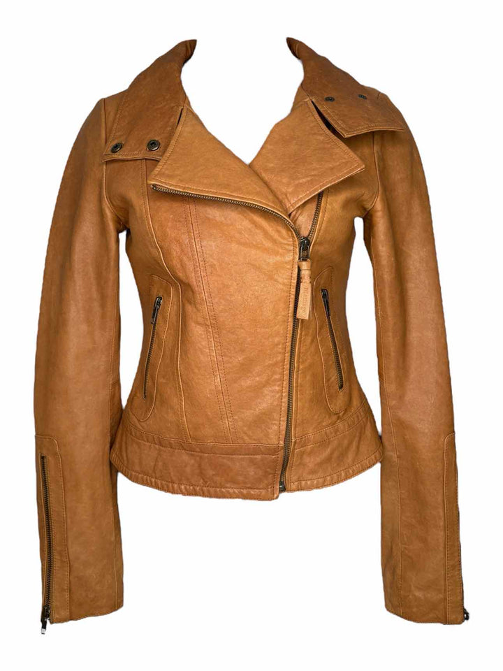 Mackage Tan Leather Moto Size S Jacket