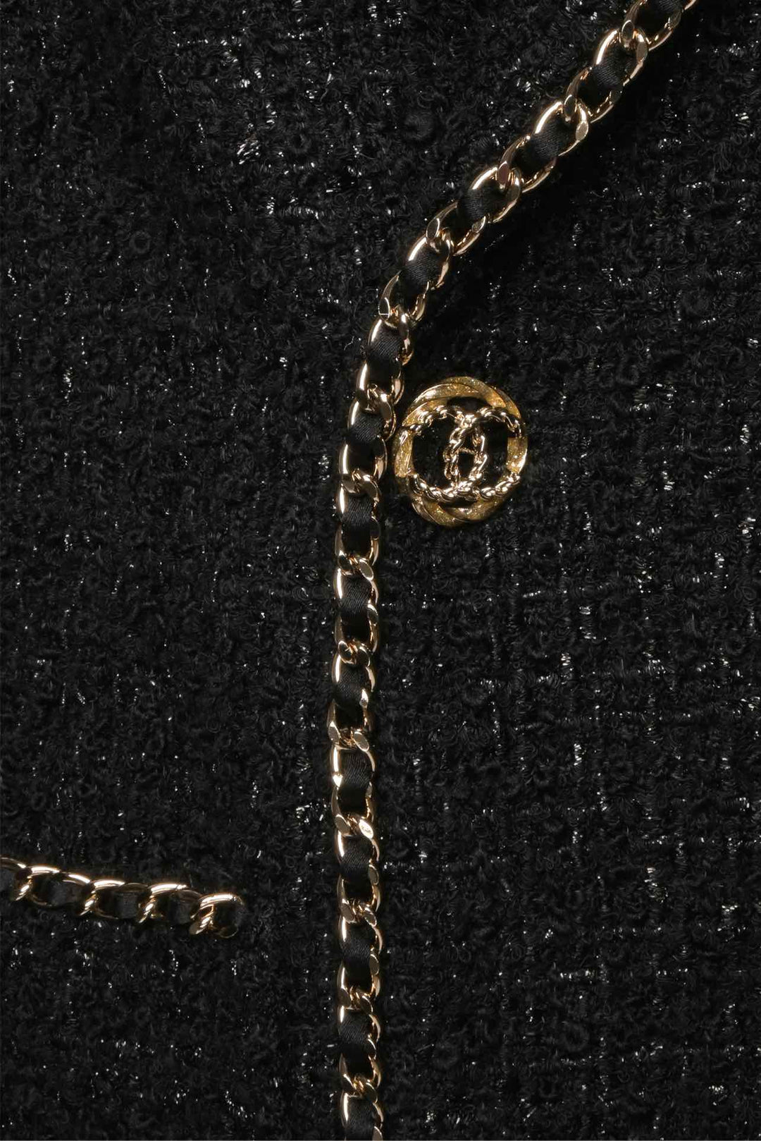 Chanel Size 2 Gold Chain Trim Tweed Blazer
