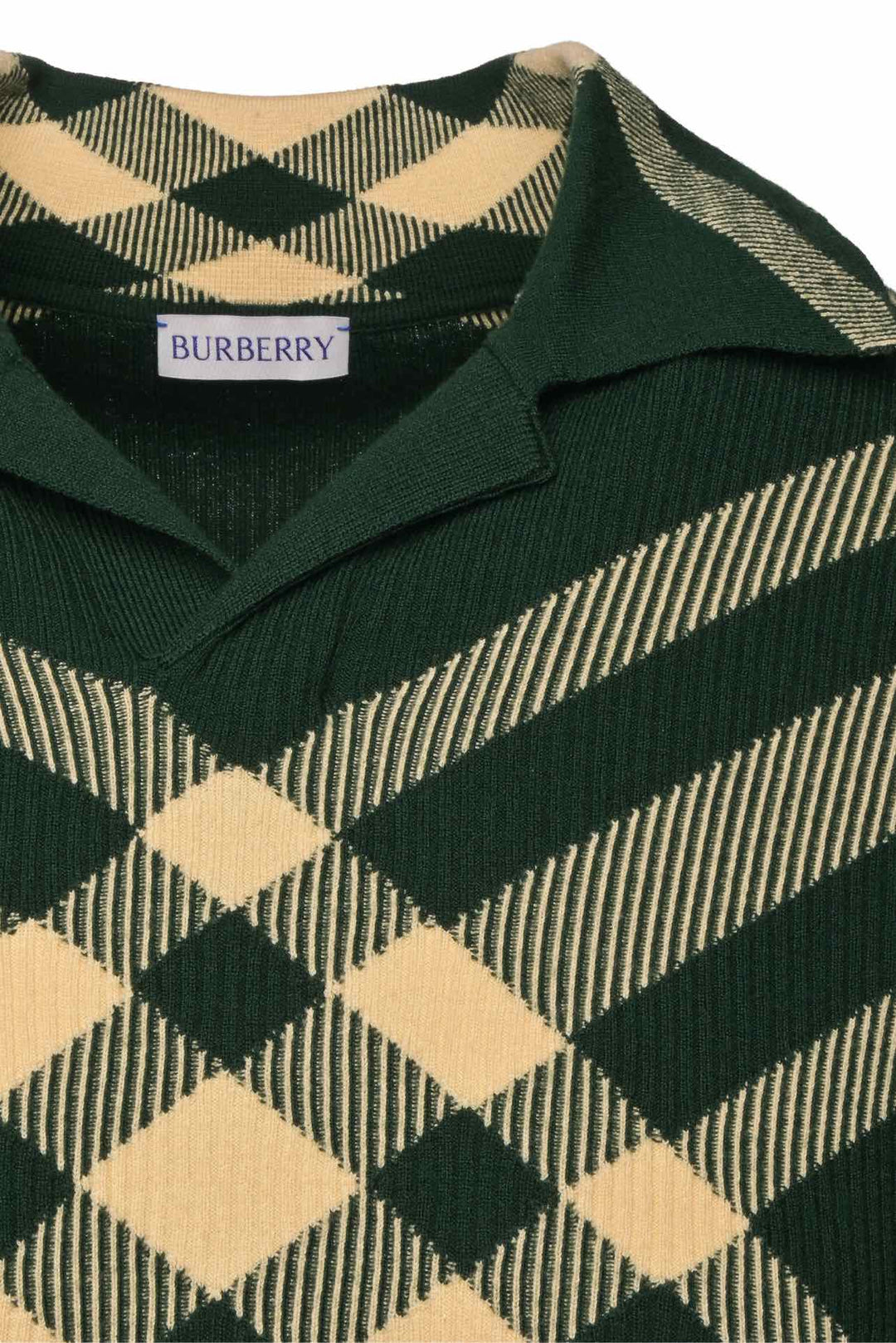 Burberry Size M Men's Check Print Merino Knitted Polo Shirt