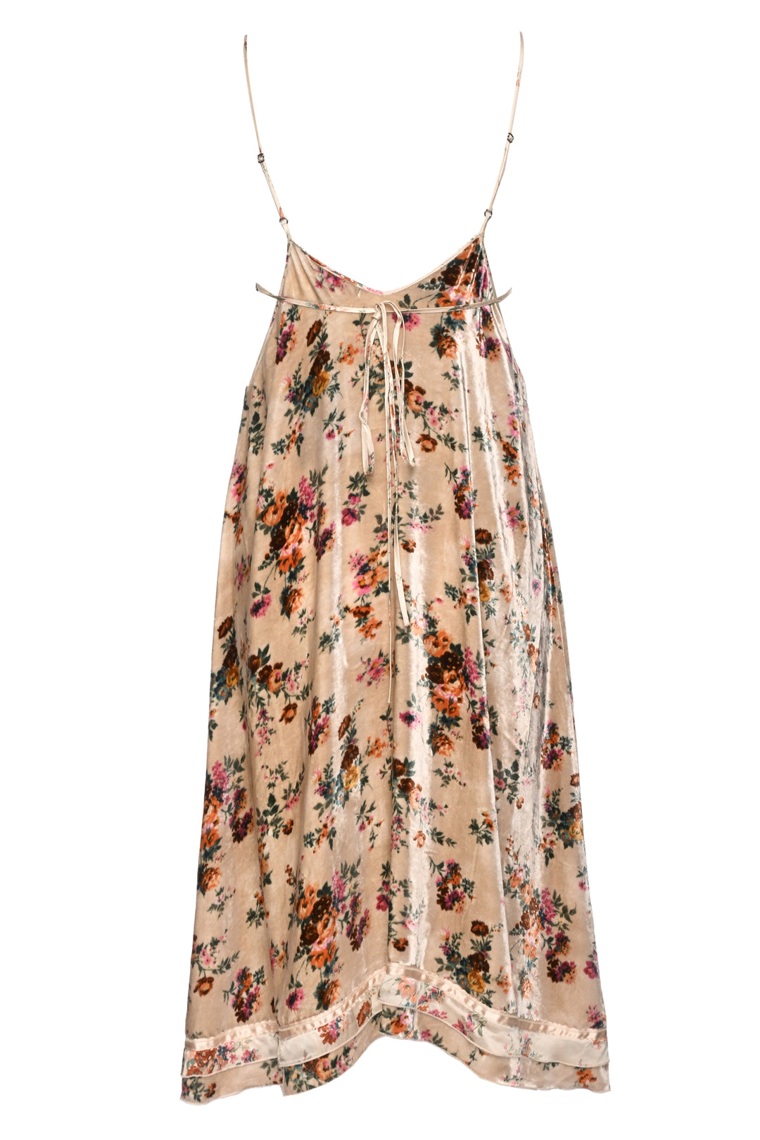 R13 Size M Velvet Floral Back Tie Slip Dress