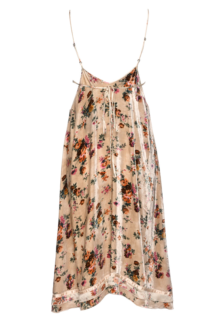 R13 Size M Velvet Floral Back Tie Slip Dress