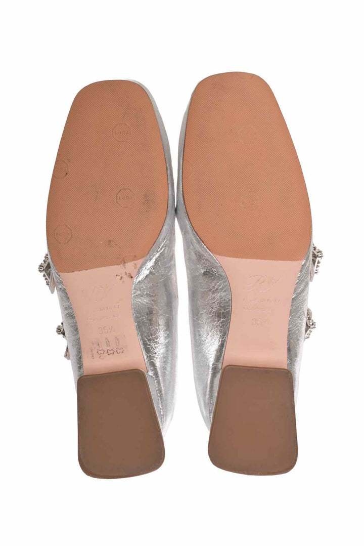 Roger Vivier Size 35.5 Mini TrÃ¨s Vivier Metallic Mary Jane Pumps