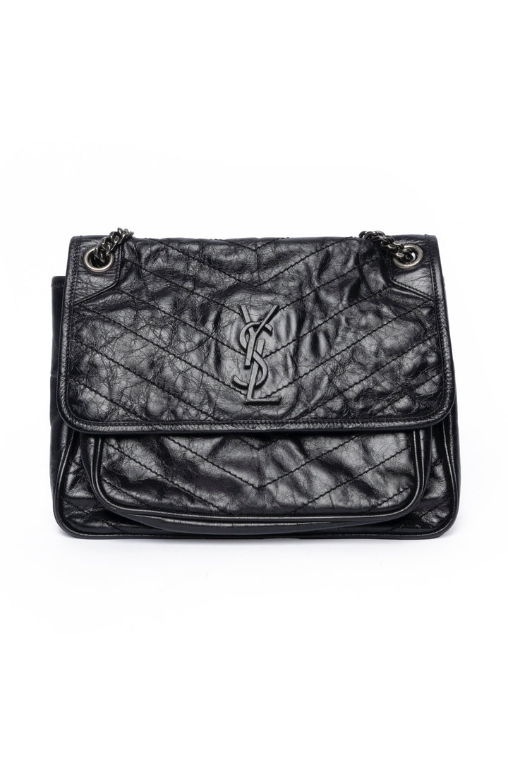 Yves Saint Laurent Crinkled Calf Leather Medium Niki Bag