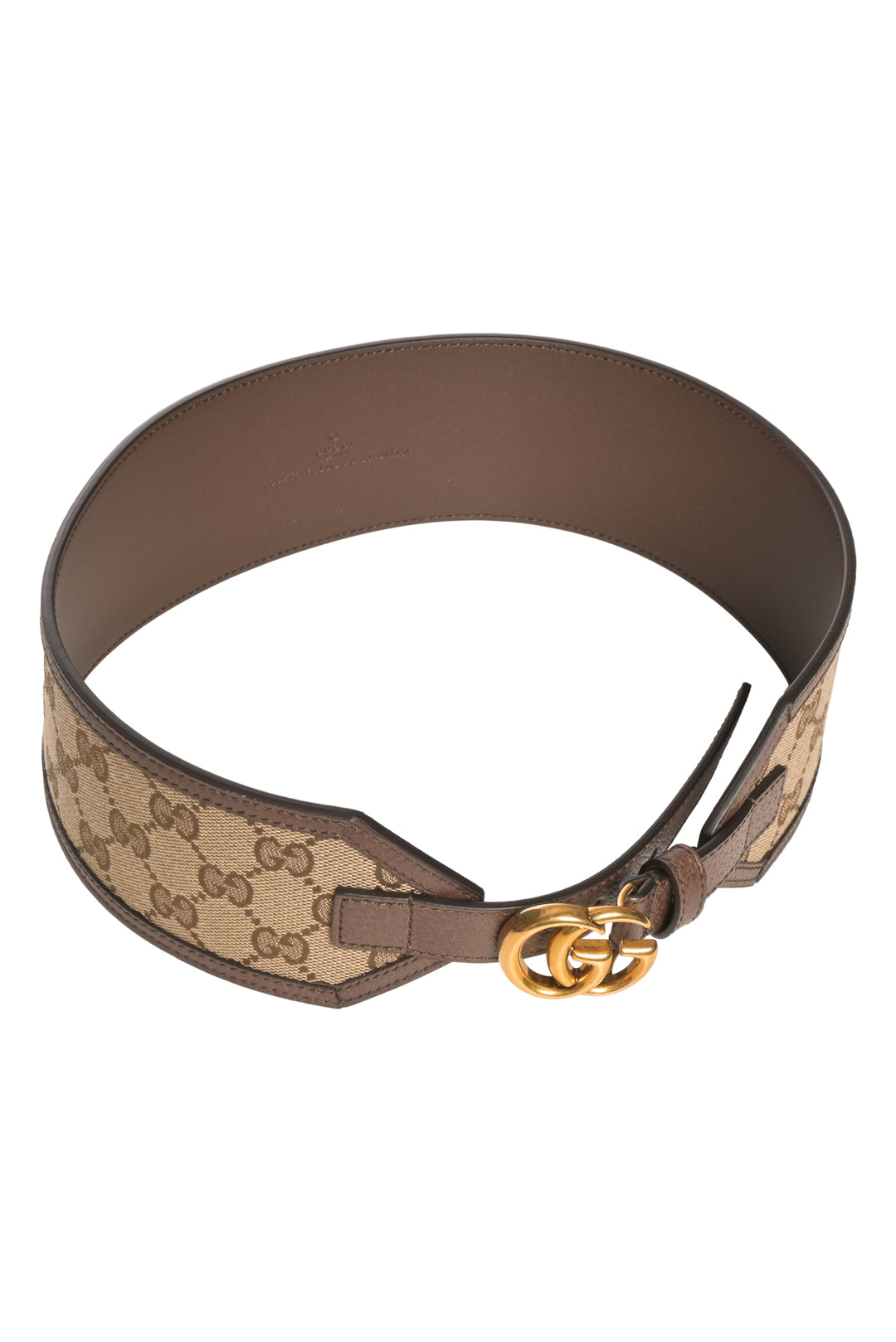 Gucci Size 28 GG Marmont Wide Leather & Monogram Canvas Belt