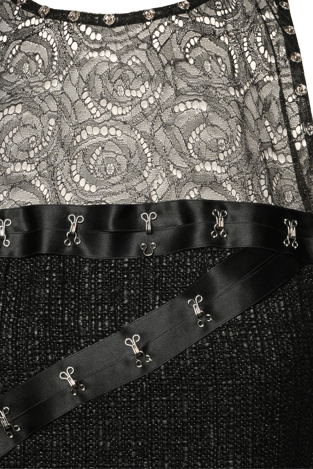 Chanel Size 40 2003 Snap Collection Lace & Wool Sleeveless Dress