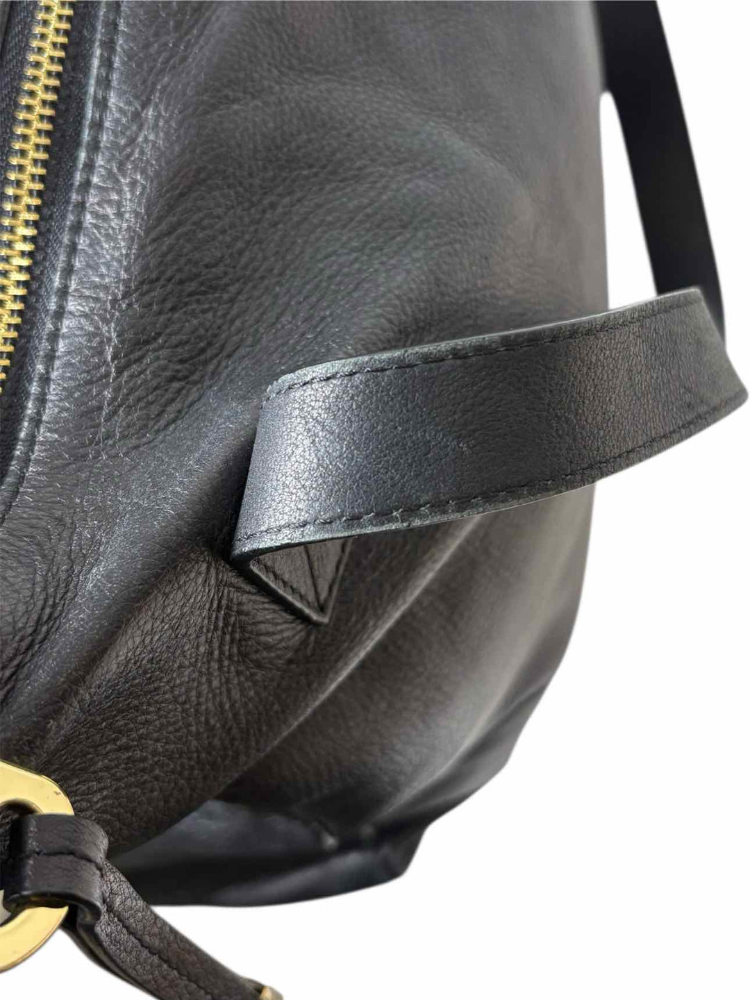 Max & Co Black Leather Gold Tone Zipper Tote Purse