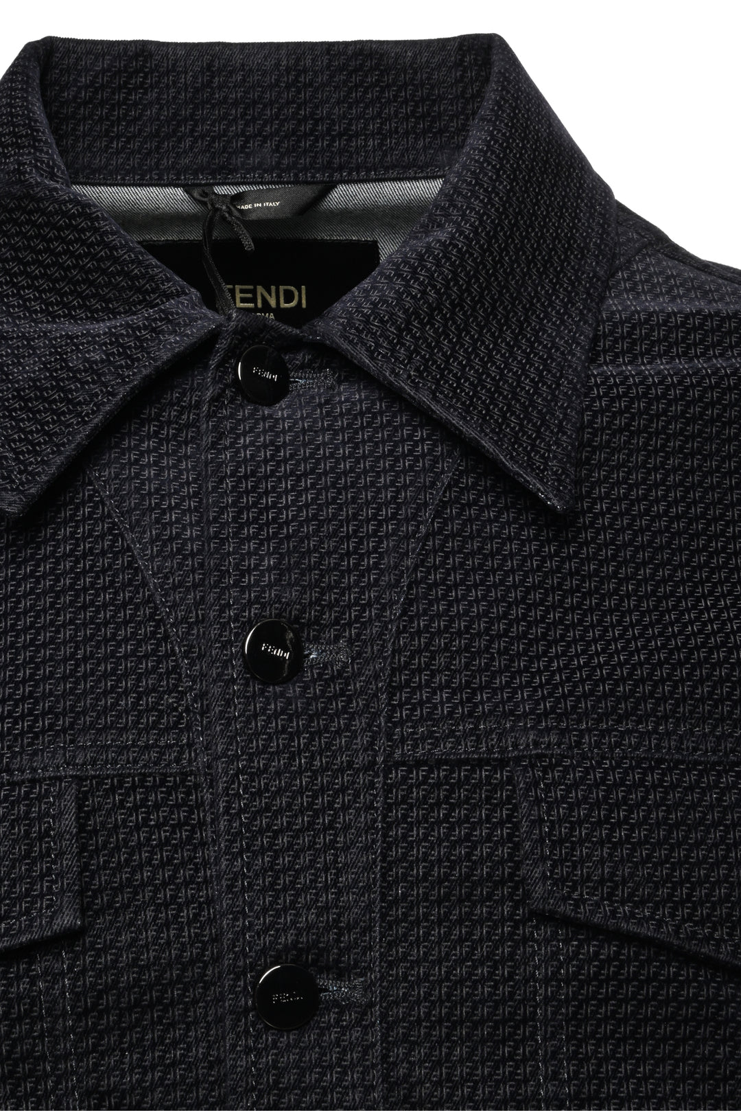 Fendi Size 38 Men's FF Velvet Coated Denim Jacket