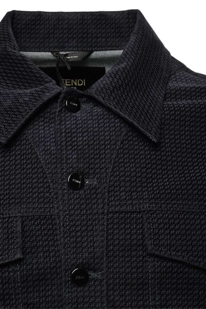 Fendi Size 38 Men's FF Velvet Coated Denim Jacket