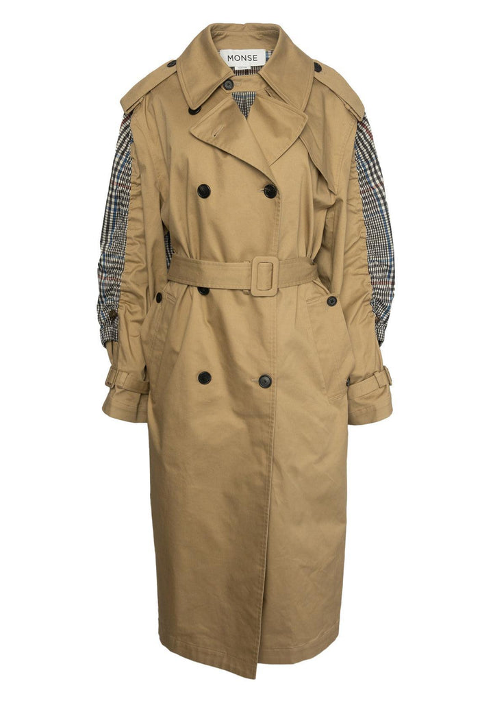 Monse Size M Drawstring Plaid Trench Coat