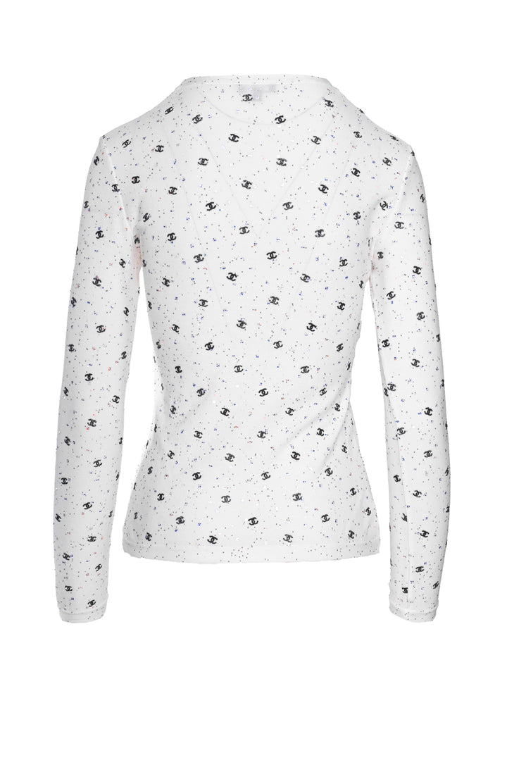 Chanel Size 34 2020 CC Emboridered Cotton Long Sleeve Tops