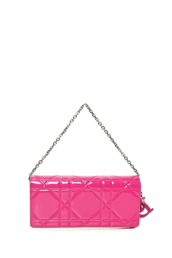 Christian Dior 2014 Patent Cannage Lady Dior Rendezvous Wallet on Chain
