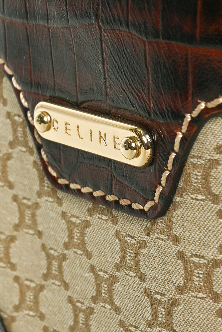 Celine 2007 Macadam Canvas & Embossed Leather Boogie Tote