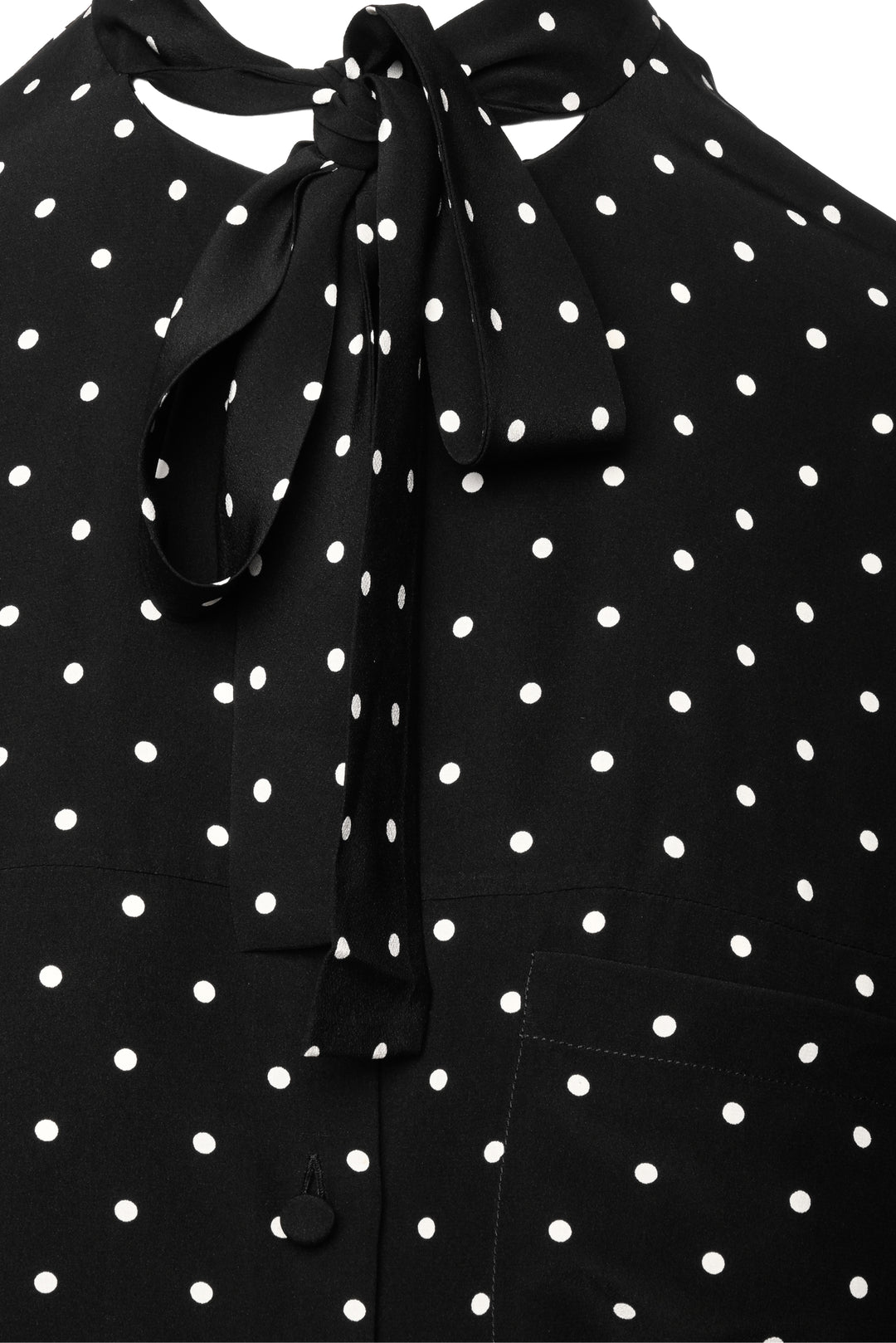 Prada Size 4 2020 Neck-Tie Polka Dot Silk Blouse