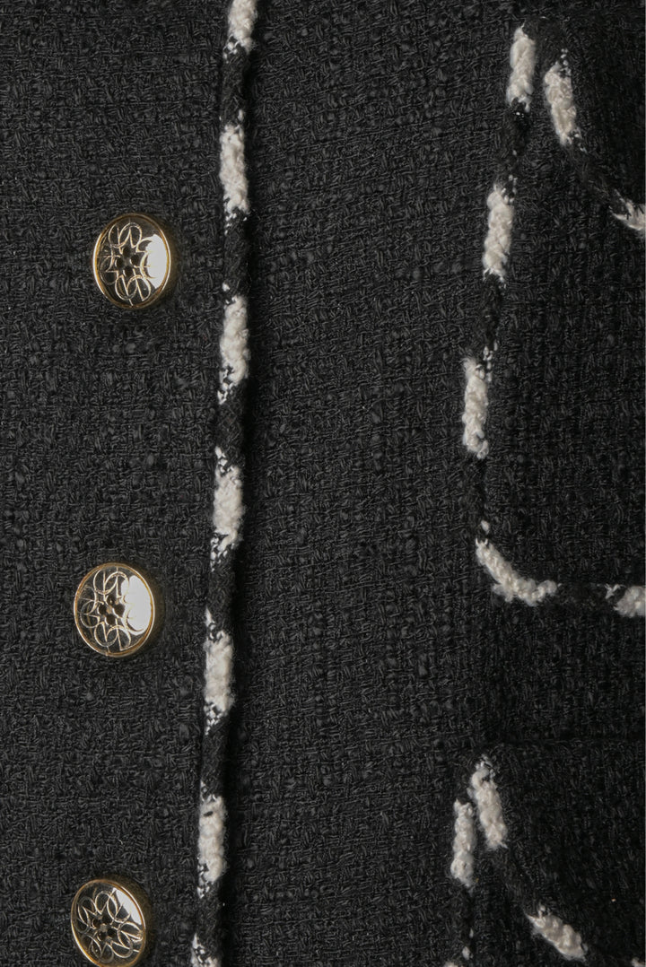 Elie Saab Size 46 Top Stitched Tweed Short Jacket