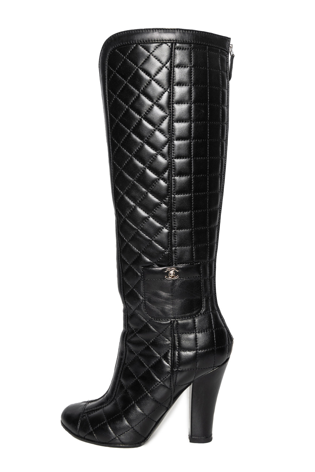 Chanel Size 36.5 Quilted Leather Knee-High Boots