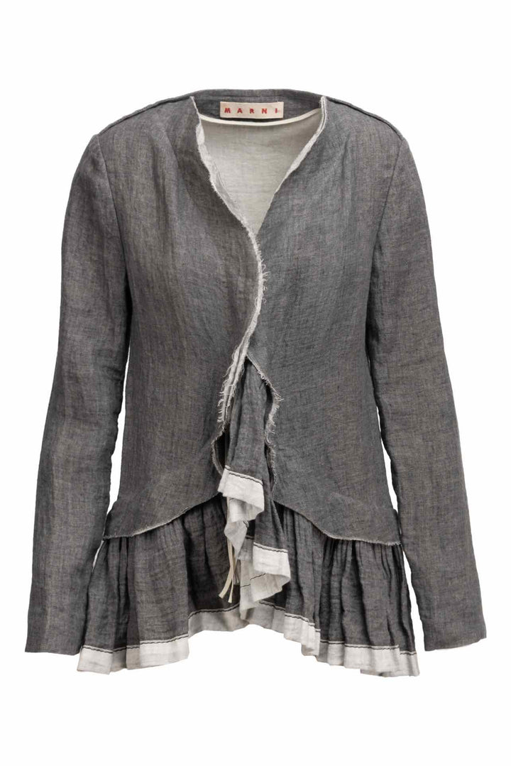 Marni Size 40 Raw Edge Ruched Hem Tie-Up Blazer