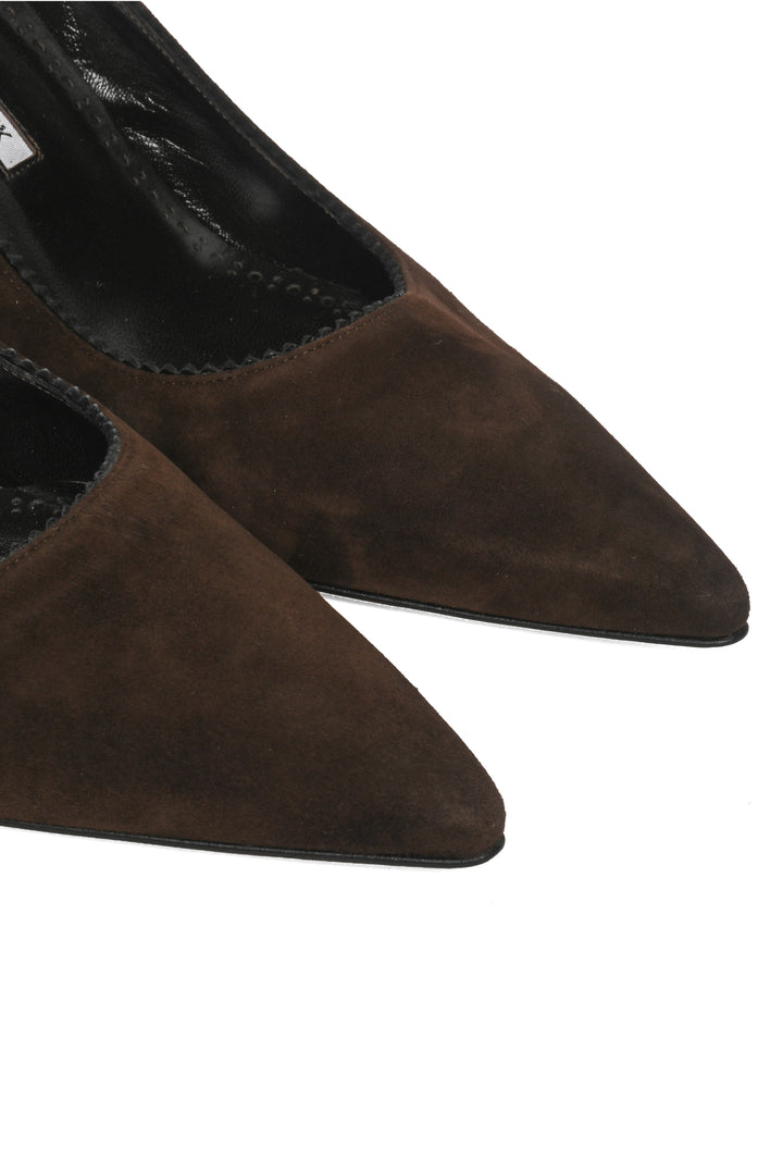 Manolo Blahnik Size 37.5 Osmaclo Suede Pumps