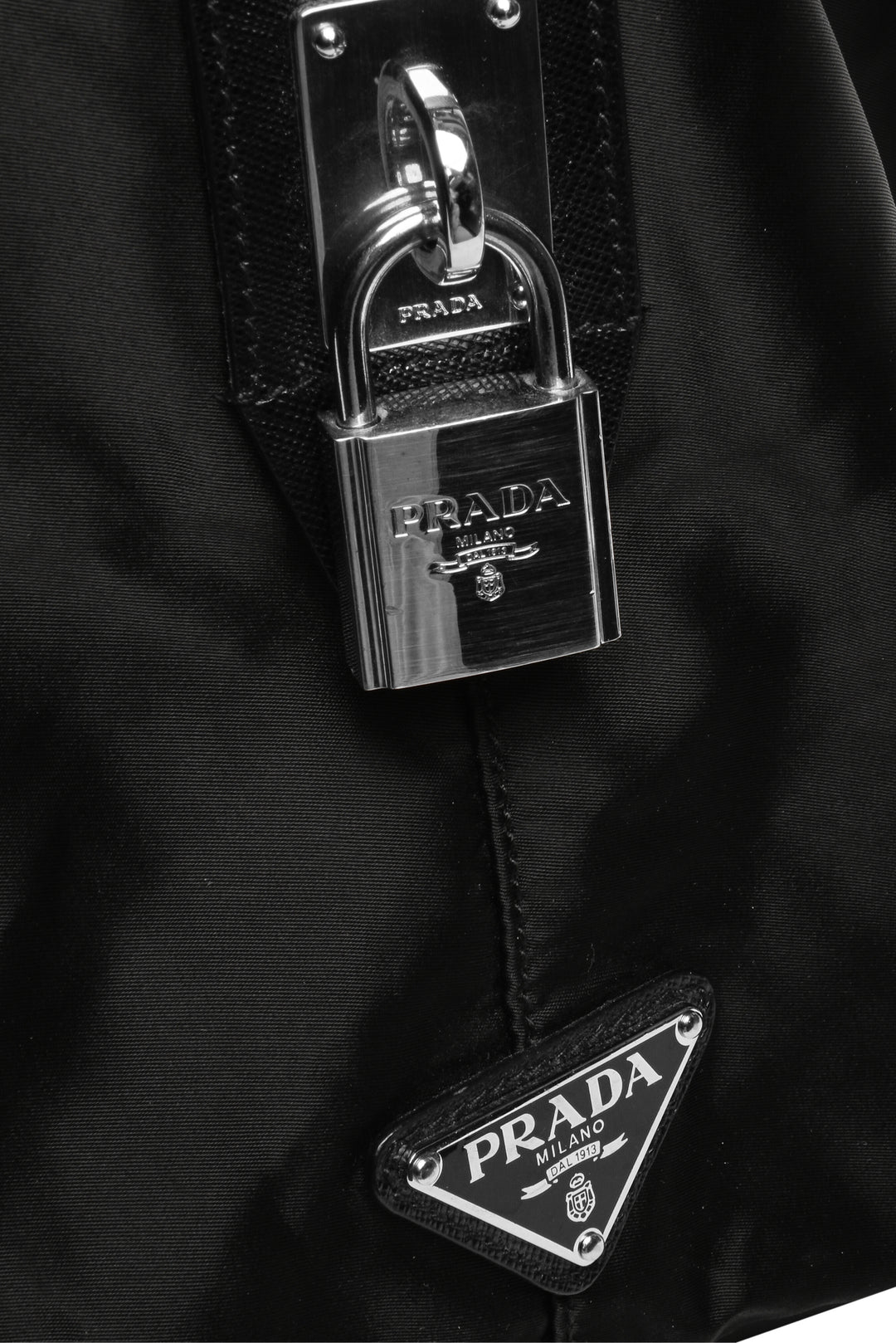 Prada Tessuto Nylon Logo Jacquard & Saffiano Leather-Trimmed Travel Duffle Bag