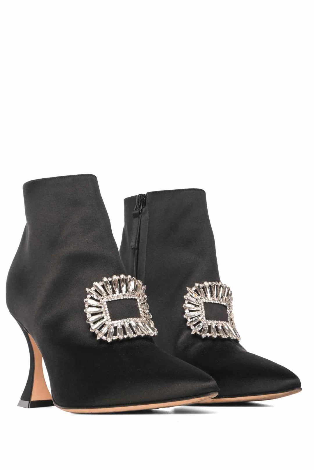 Manolo Blahnik Size 36.5 Cantita Satin Heeled Ankle Boots