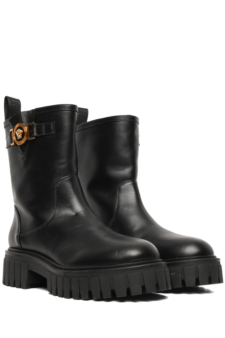 Versace Size 39 Medusa Logo Biker Boots