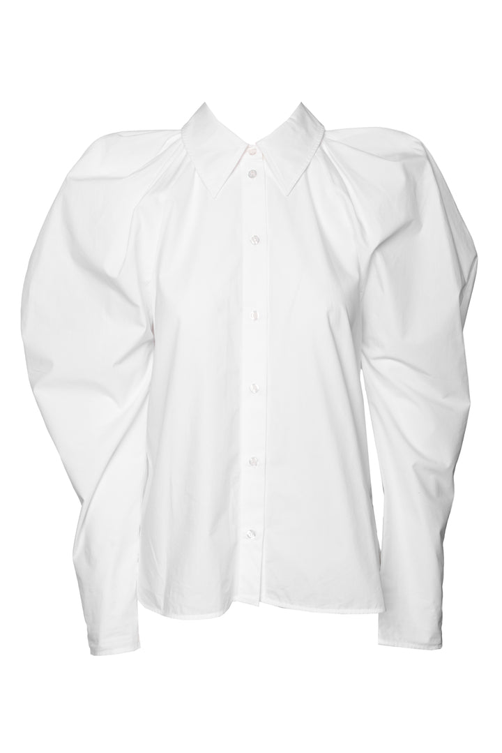 Nina Ricci Size 40 Backless Cotton Puff Sleeve Blouse