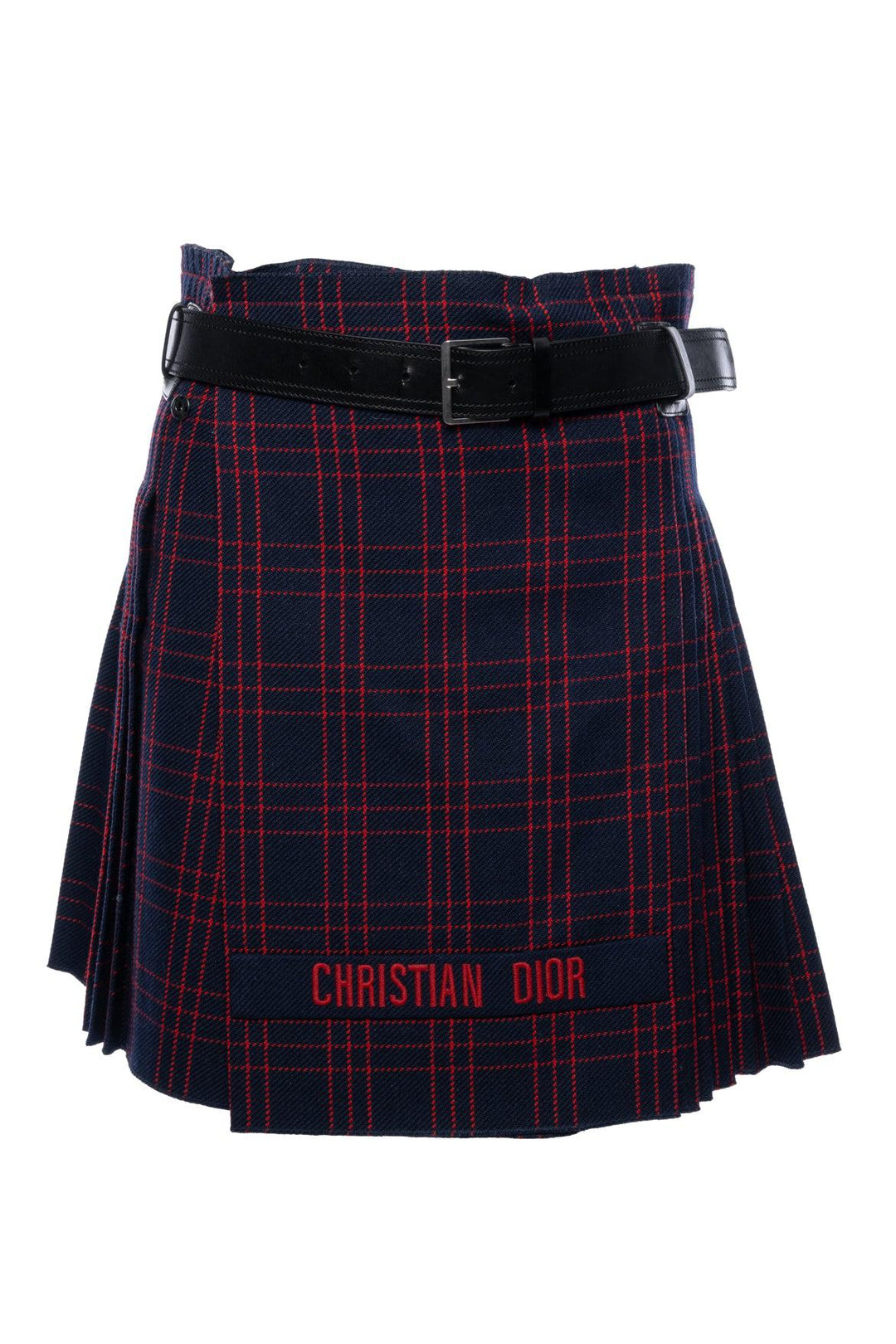 Christian Dior Size 36 Pleated Virgin Wool Plaid Skirt