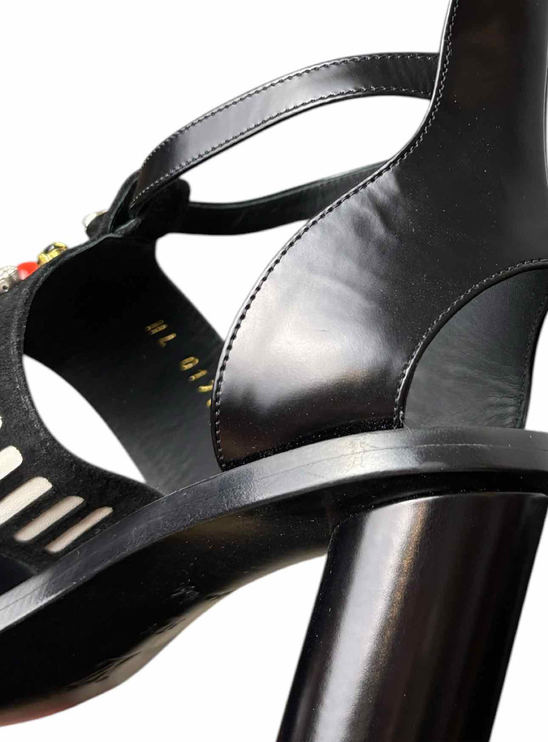 Louis Vuitton Size 37.5 Crystal Embellished Leather Sandals