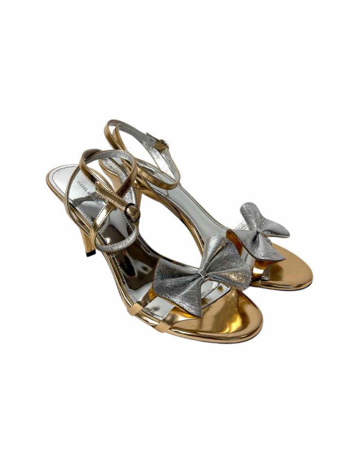 Isabel Marant Size 37 Metallic Bow Story Leather Sandals