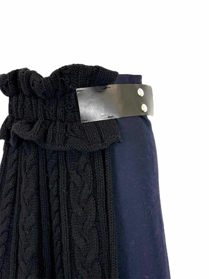 HACHE Size 42 Asymmetric Mixed Media Wrap Skirt