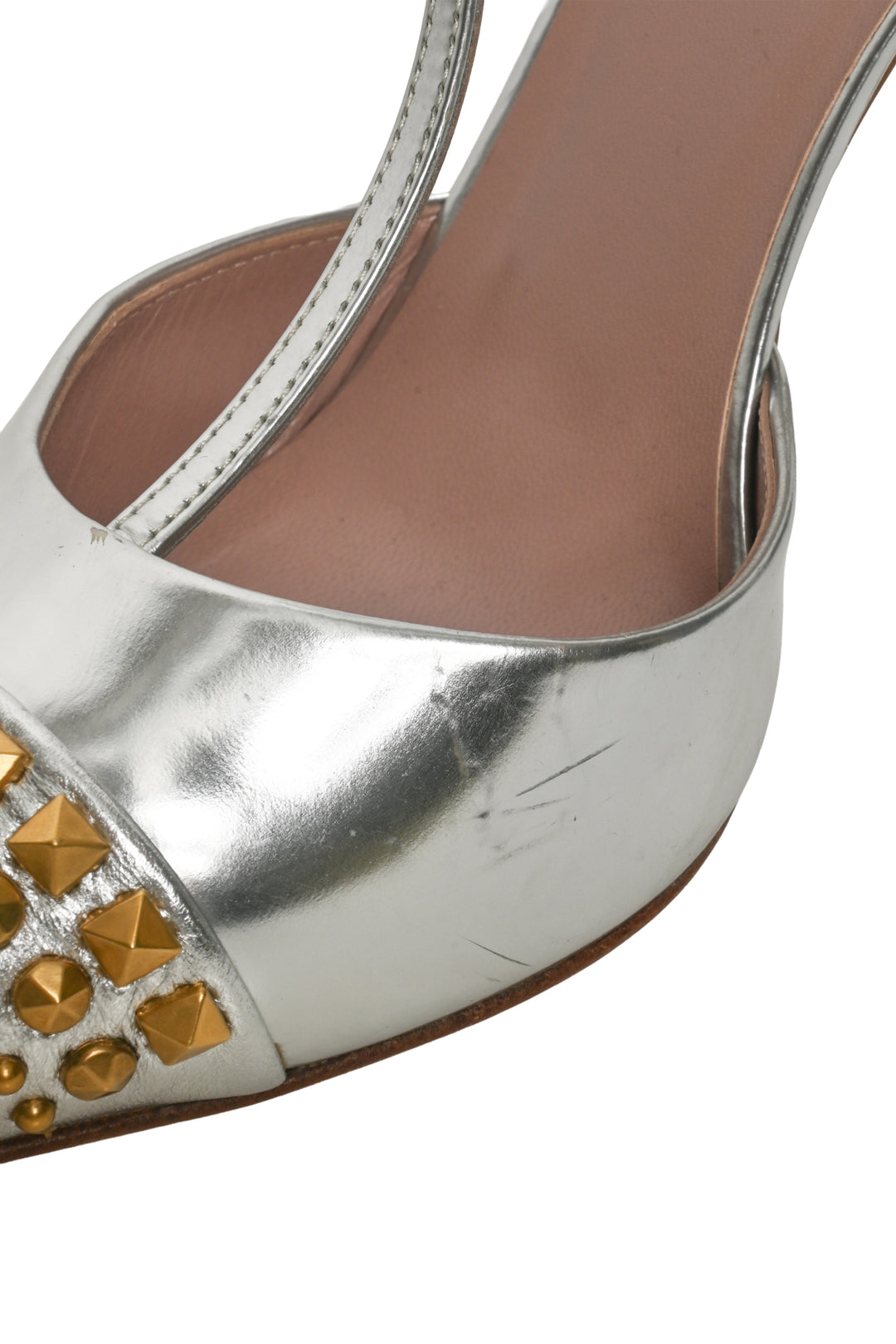 Gucci Size 37 Metallic Studded Pumps