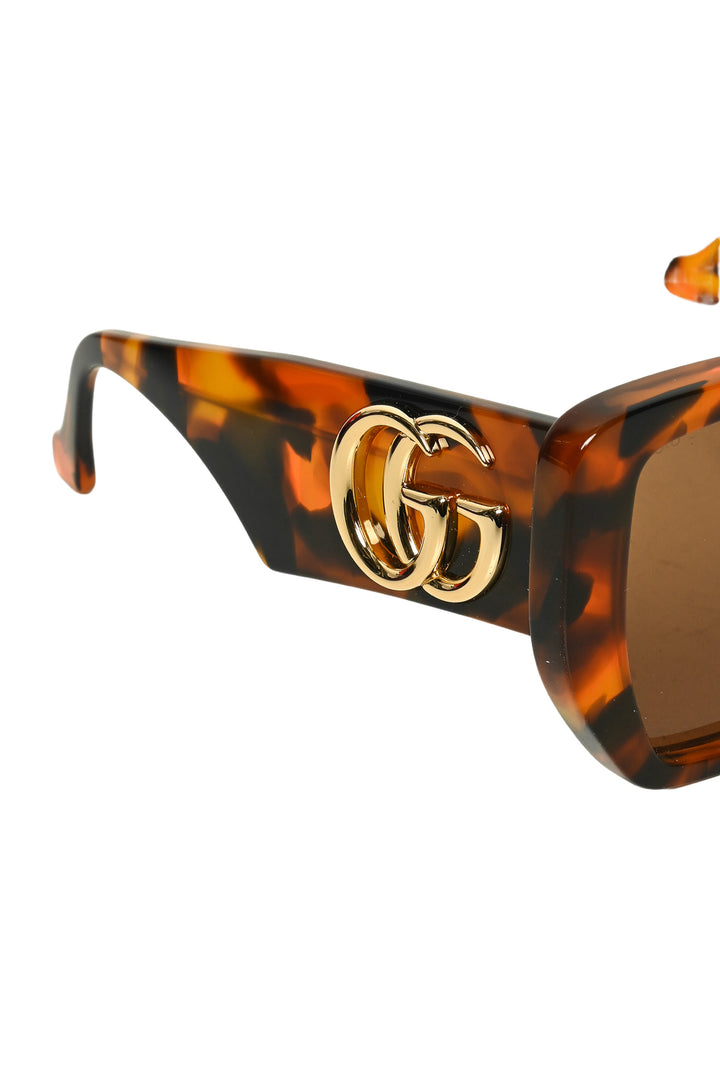 Gucci Oversized Square Tortoiseshell GG Logo Sunglasses Eyewear