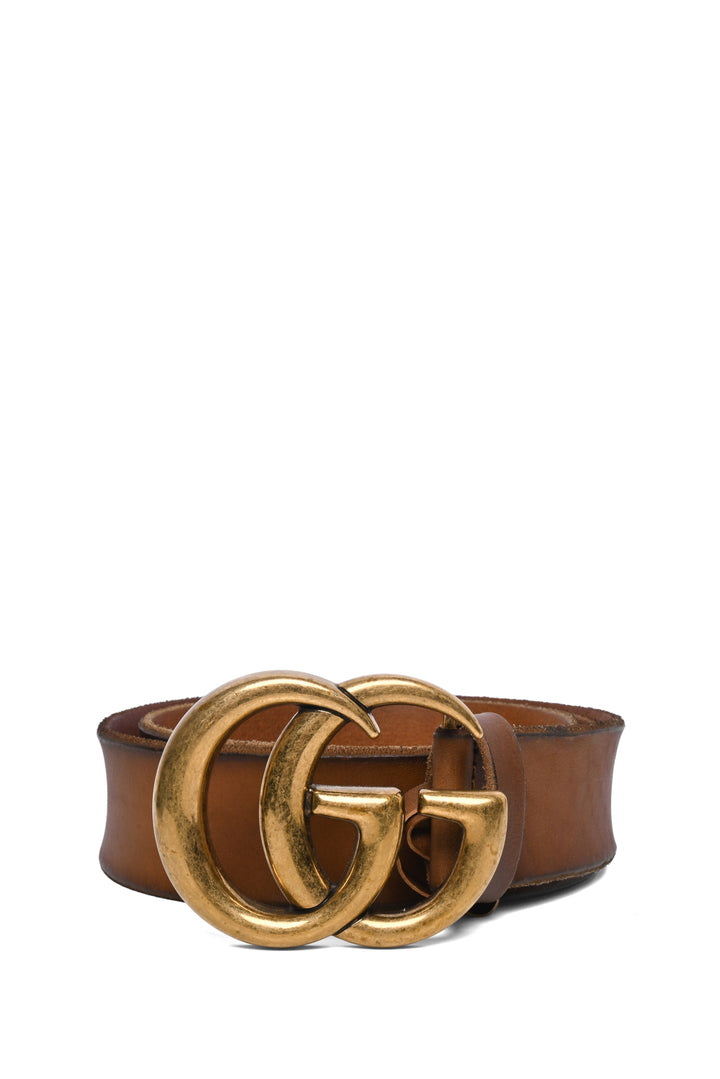 Gucci Size 36 Unfinished Faded Leather GG Marmont Wide Belt